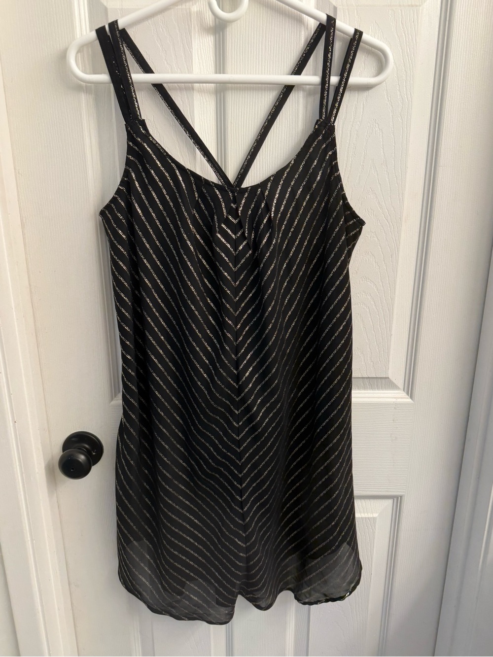 Mimi Chica Black Dress with Metallic Stripe Detail